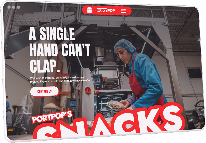 Portpop's website displayed on a tablet.